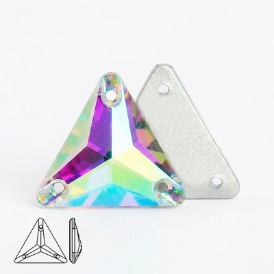 Стразы пришивные из стекла, цвет Crystal AB, форма Triangle