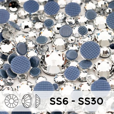 Стразы горячей фиксации из стекла, микс ss6 - ss30, Crystal