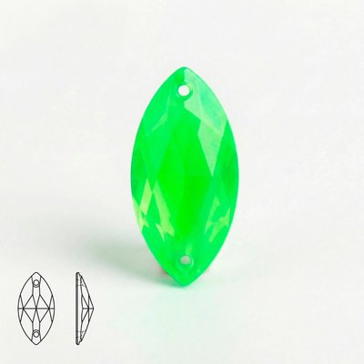 Стразы пришивные из стекла, цвет Neon Green, форма Navette