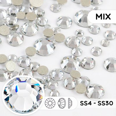 Набор страз холодной фиксации из стекла, цвет Crystal, форма Round