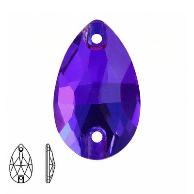 Стразы пришивные из стекла, цвет Purple velvet, форма Teardrop / Pear