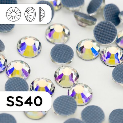Стразы горячей фиксации из стекла, цвет Crystal AB, ss40