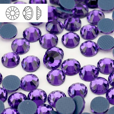 Стразы горячей фиксации из стекла, цвет Tanzanite, форма Flatback