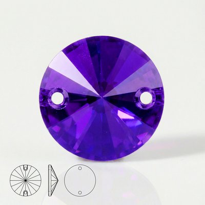 Стразы пришивные из стекла, цвет Purple velvet, форма Rivoli