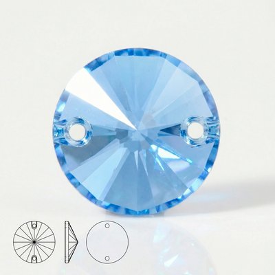 Стразы пришивные из стекла, цвет Light Sapphire, форма Rivoli