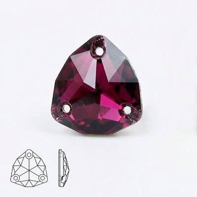 Стразы пришивные хрустальные, цвет Amethyst, форма Trilliant