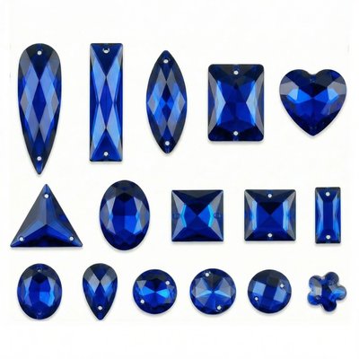 Стразы пришивные из акрила, цвет Sapphire, форма Mix