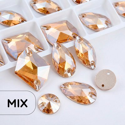 Стразы пришивные хрустальные, цвет Golden Shadow, форма Mix, 30 шт