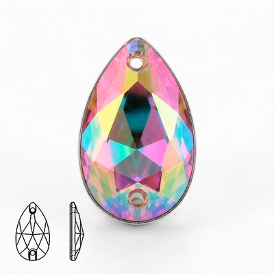 Стразы пришивные из стекла, цвет Rainbow, форма Teardrop / Pear