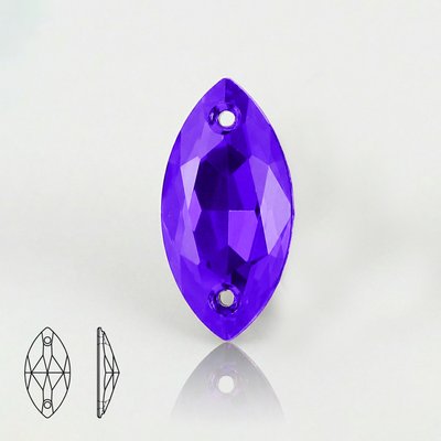 Стразы пришивные из стекла, цвет Purple velvet, форма Navette