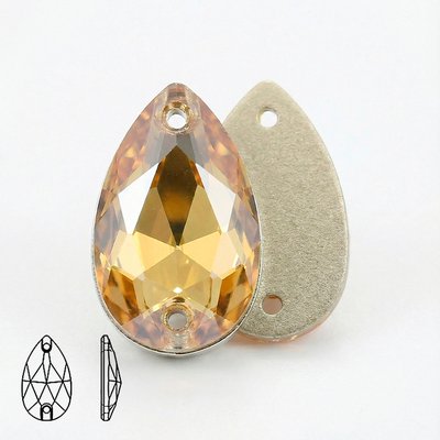 Стразы пришивные из стекла и хрусталя, цвет Golden Phantom, форма Teardrop / Pear