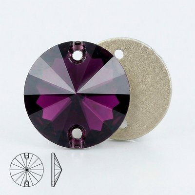 Стразы пришивные из стекла и хрусталя, цвет Amethyst, форма Rivoli