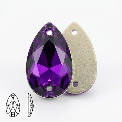 Стразы пришивные из стекла и хрусталя, цвет Purple, форма Teardrop / Pear