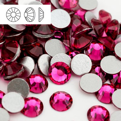 Стразы холодной фиксации из стекла, цвет Fuchsia, форма Flatback