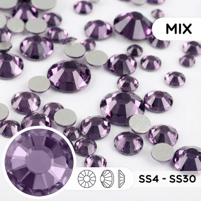 Набор страз холодной фиксации из стекла, цвет Tanzanite, форма Round