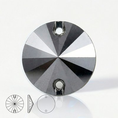 Стразы пришивные из стекла, цвет Jet Hematite, форма Rivoli