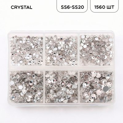 Набор страз холодной фиксации из стекла, цвет Crystal, форма Round
