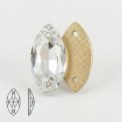 Стразы пришивные из стекла и хрусталя, цвет Crystal, форма Navette