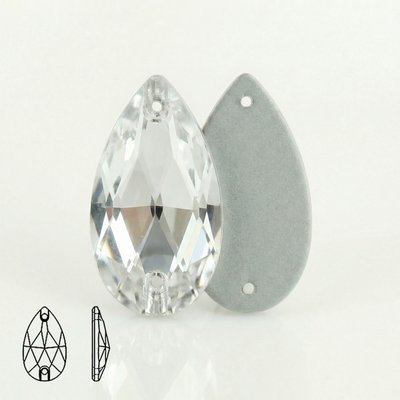 Стразы пришивные из стекла, цвет Crystal, форма Teardrop / Pear
