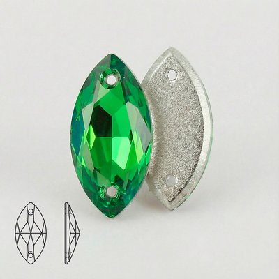 Стразы пришивные из стекла и хрусталя, цвет Peridot, форма Navette